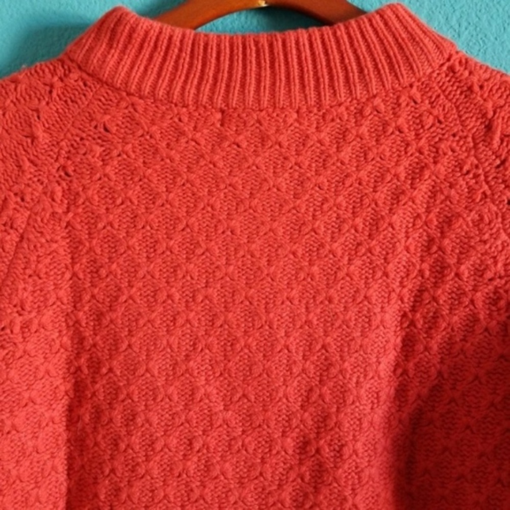 {Boden} Orange Knit Button-down 3/4 Sleeve Cardigan Sweater - Picture 4 of 7